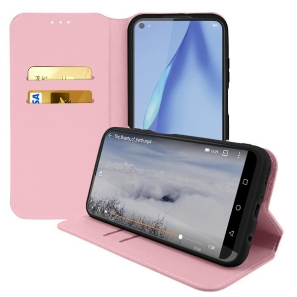 Housse - AVIZAR - Huawei P40 Lite - Eco-læder - Roséguld - Stativfunktion Rose guld