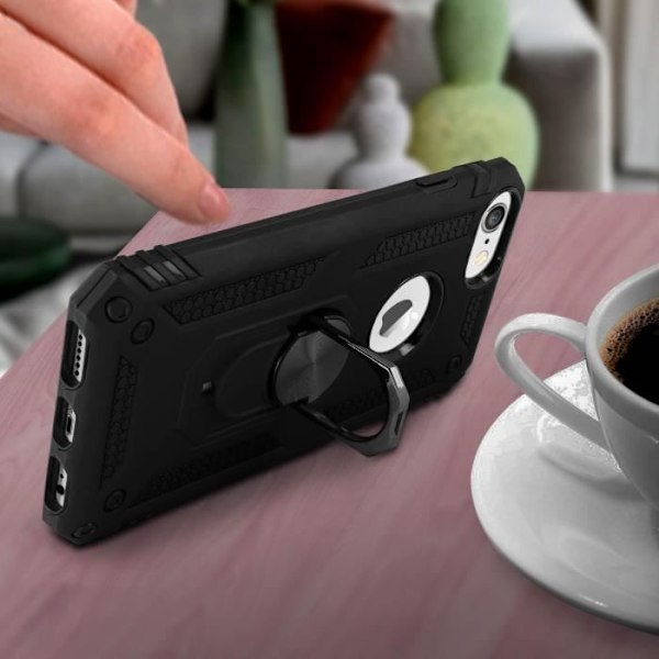 Coque - AVIZAR - iPhone 6/6S/7/8 - Bi-materialer - Videostöd - Magnetisk Svart
