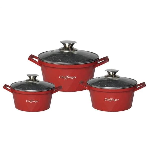 Sæt af gryder - GENERISK - 6 dele - Rød - Moderne - Design Rød