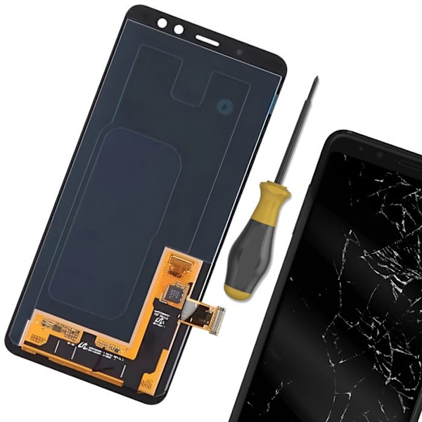 Komplet enhed til Samsung Galaxy A8 2018 LCD-skærm og berøringsglas sort Svart