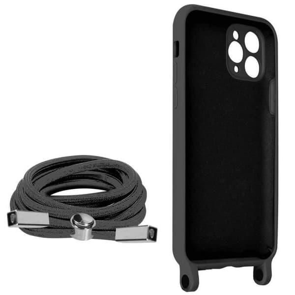 Coque iPhone 11 Pro Max - AVIZAR - Semi-rigid - Nylon Snor 80cm - Sort - Unisex Svart