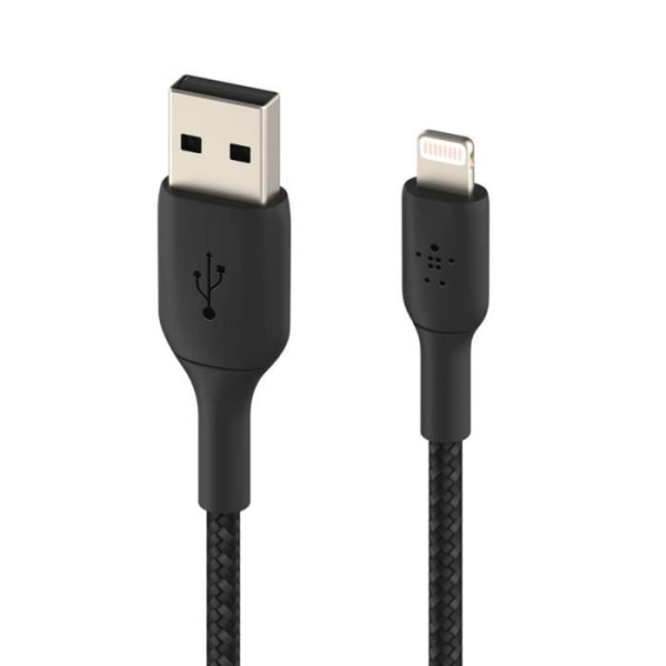 USB till Lightning MFi 18W nylonflätad kabel 2m Charge and Synchro Belkin svart