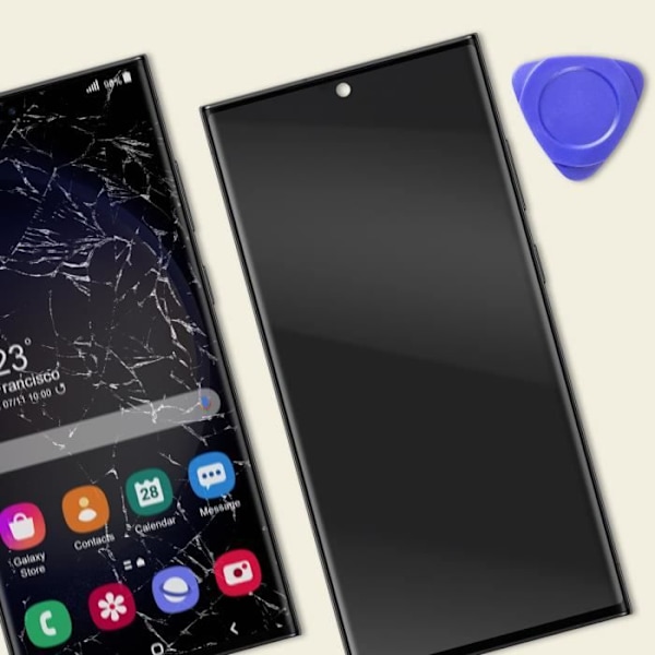 Soft OLED-skärm för Samsung S23 Ultra - AVIZAR - Taktisk Glas - Svart Chassi Svart