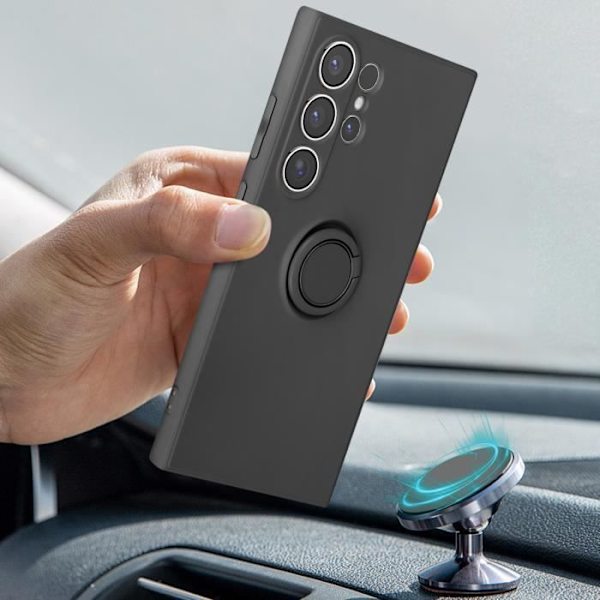 Fodral till Samsung Galaxy S24 Ultra - AVIZAR - Svart - Flexibel silikonringhållare Svart