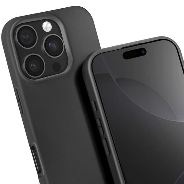 Coque - Snor - iPhone 16 Pro Max - Semi Hård - Soft Touch - Justerbart Nylon Snor Svart
