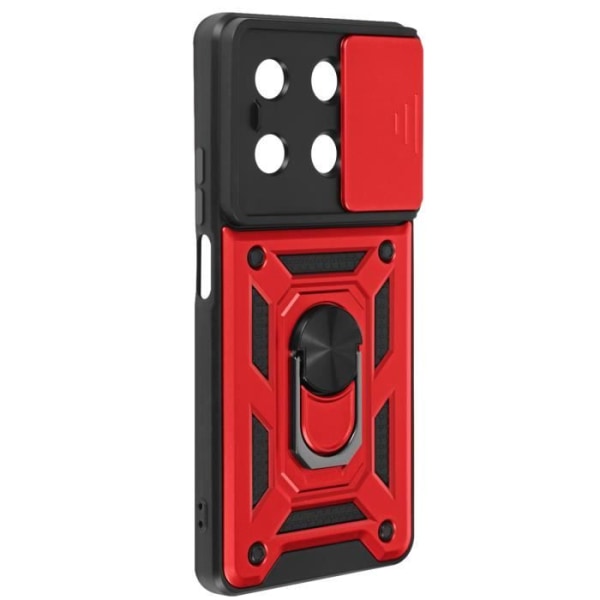 Skyddsfodral för Redmi Note 13 5G - AVIZAR - Röd - Skjutbart kameraskydd - Stödring Röd