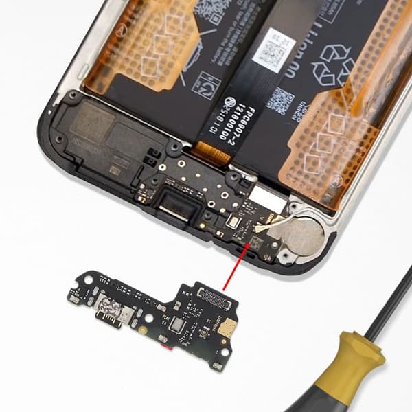 USB-C Opladerstik Erstatning Xiaomi Redmi 15 5G med Mikrofon Sort Svart