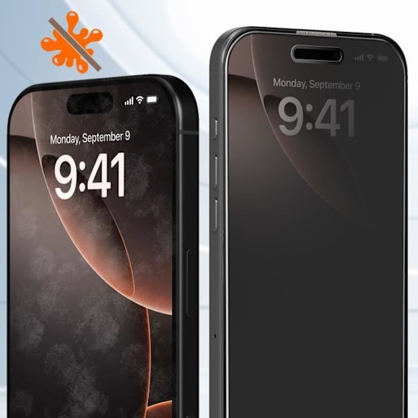Hærdet Glas til iPhone 16 Pro Anti-spion Hårdhed 9H Sort Svart