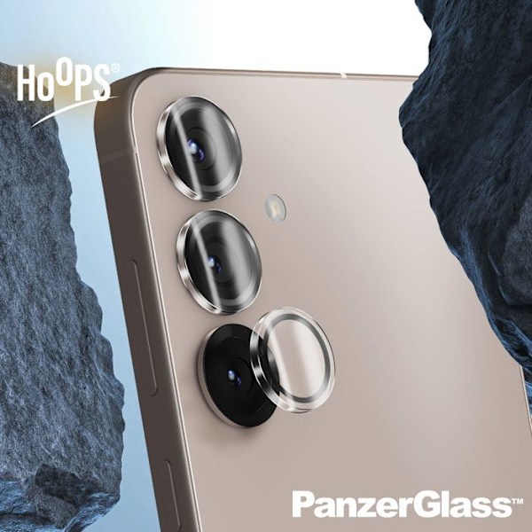 Samsung S25 suojakuori, karkaistu lasi, metallikehys, Panzer Glass, läpinäkyvä Vit