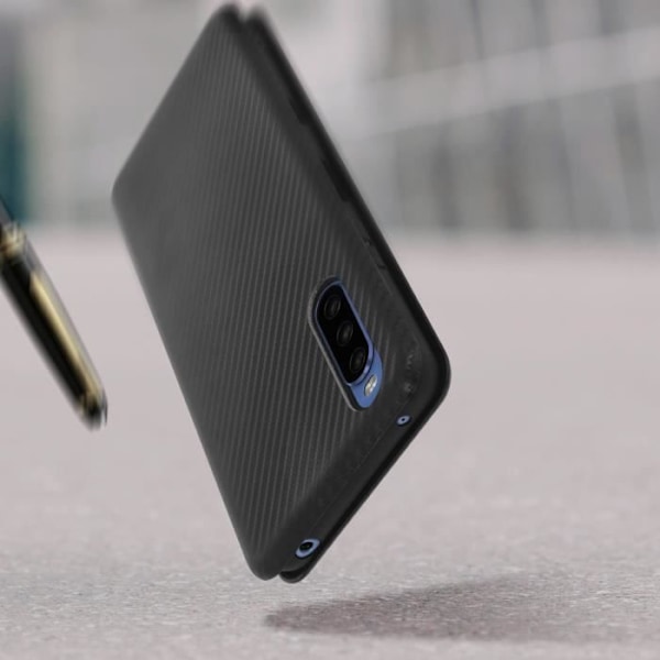 Hus til Sony Xperia 10 III - AVIZAR - Kortholder med håndledsrem - Sort Carbon-effekt Svart