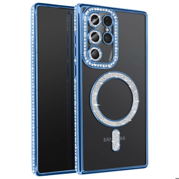 Coque Diamant för Samsung Galaxy S25 Ultra MagSafe Contour Strass Blå Blå