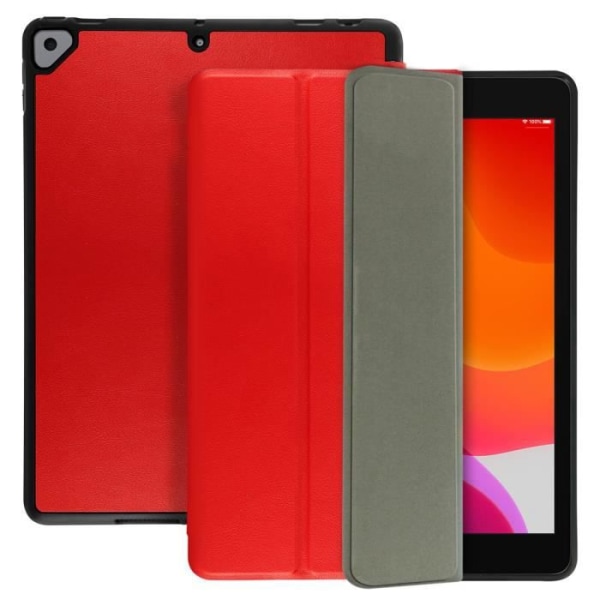 iPad-fodral 2019 10.2 - AVIZAR - Tunn Röd Design - Ekologisk Läder - Videoställ - Inbyggt Tangentbord Röd