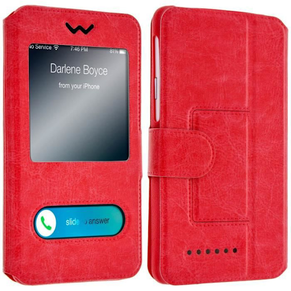 Smartphone-etui - Universell - Röd - Ekoskinn - 5,3 till 5,5 tum - Stödfunktion Röd