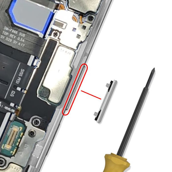 Original Volumenknap til Galaxy Z Fold7 Service Pack Samsung Grå Grå