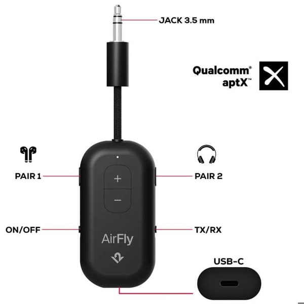 Bluetooth Audio Transmitter AirFly Pro 2 Jack 3.5mm Twelve South Sort