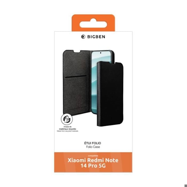 Beskyttelseshylster - BigBen - Xiaomi Redmi Note 14 Pro - Folio - Kortholder - Video-støtte Svart