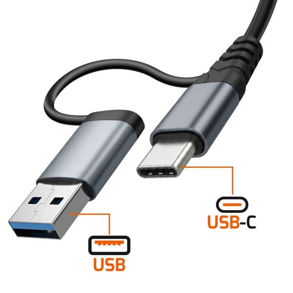 USB-C / USB-A 5-i-1 hub til 2 USB-C PD 10W og 3 USB-A 480Mbps LinQ Grå