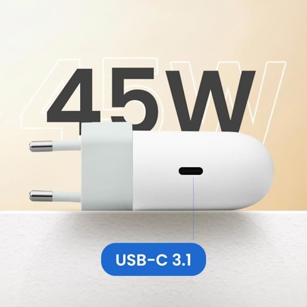 Laddare USB C 45W Power Delivery 3.1 Snabbladdning Google Vit Vit