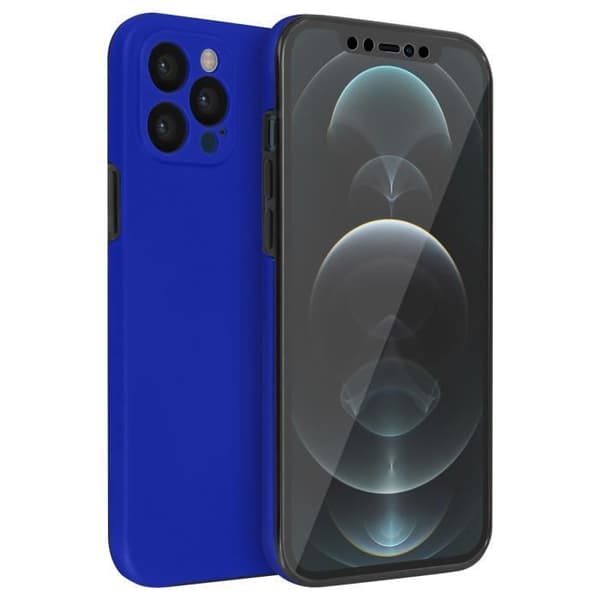 Coque - Apple - iPhone 12 Pro Max - Hårdt Bagbeskyttelse - Blød Foran - Blå Blå