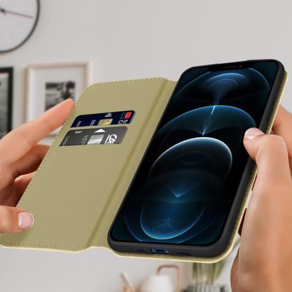 Housse Folio - Noname - iPhone 12 Pro Max - Guld - Magnetisk - Video Støtte Gyllene, gula