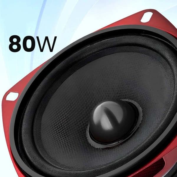 Bilhøjttaler 80W 90dB 10×10cm Indbygningsdybde 5cm Rød / Sort