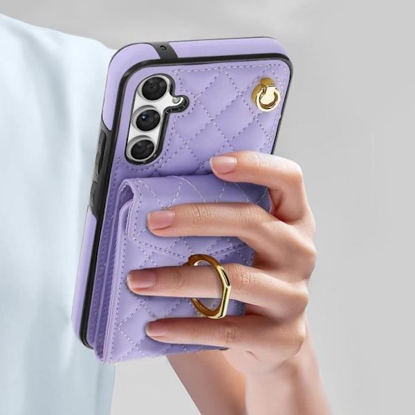 Kuorie Samsung Galaxy A54 5G:lle - AVIZAR - Vaalea Lila - Lompakko - RFID-suojaus - Käännettävä Rengas Ljuslila