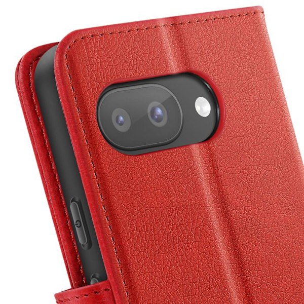 Google Pixel 9a Kansi Lompakko ja Videotuki Punainen Röd