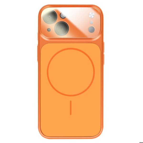 MagSafe-cover til iPhone 15, hård med glasbeskyttelse til kamera, orange Apelsin