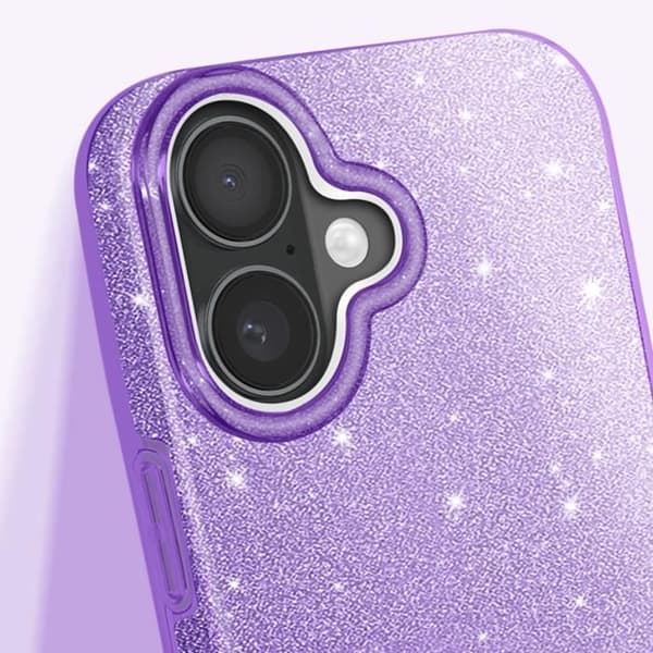 Glittrande skyddande fodral för iPhone 16, lila Lila