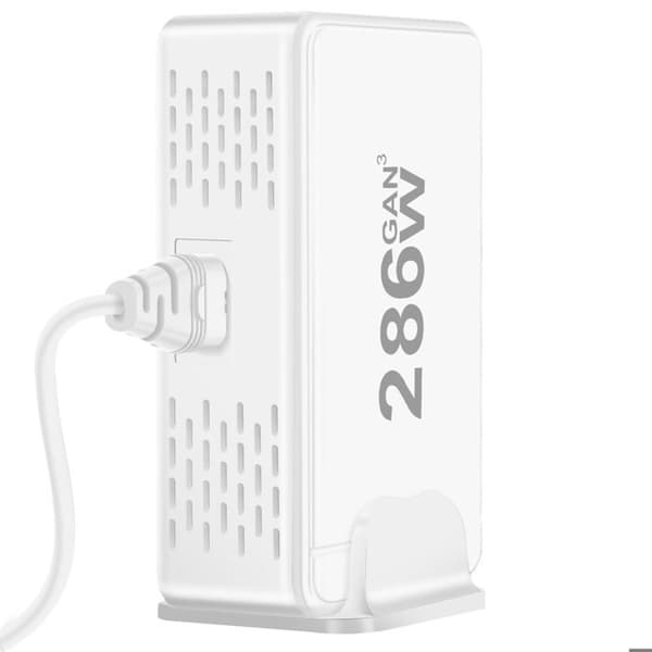 Ladestation - AVIZAR - 286W GaN 3 - 6x USB-C - 2x USB - EU stik Hvid Vit