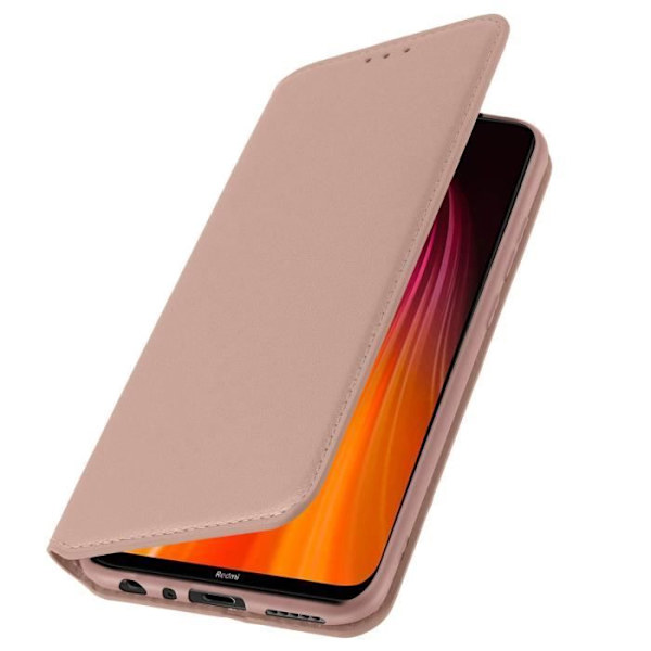 Housse - AVIZAR - Xiaomi Redmi Note 8 - Ekologisk läder - Rose Gold - Stöd funktion Rose guld