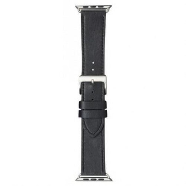 Armbånd - DBRAMANTE1928 - København - Saffiano Læder - Sort Sølv - Til Apple Watch 42-44mm Svart silver