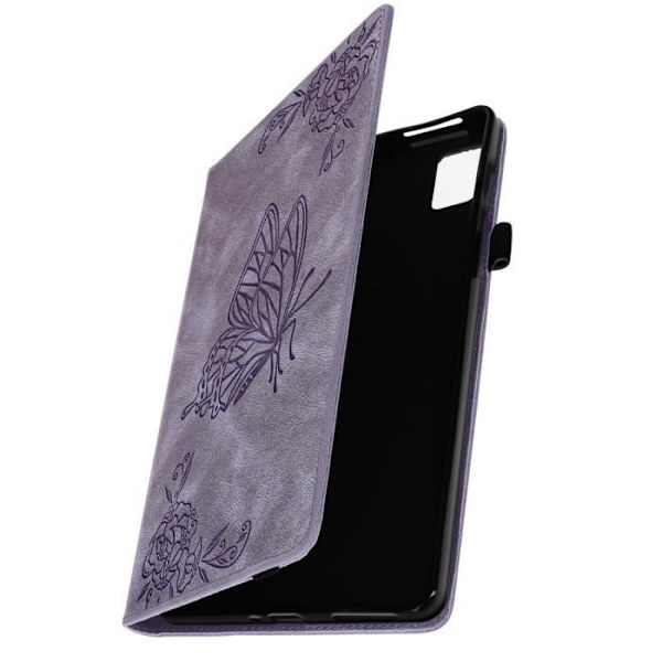 Étui Realme Pad Mini - AVIZAR - Motiv Fjärilar Blommor - Kortförvaring - Videostöd - Lila Lila