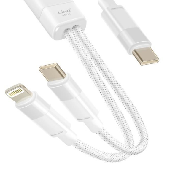 USB-C till Lightning-laddningskabel - LINQ - 60W - 1,2 m - Apple-kompatibel - Snabbladdning Vit