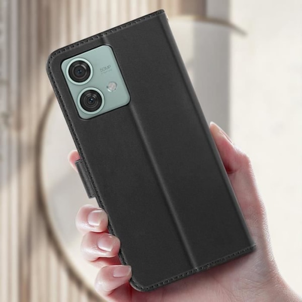 Fodral till Motorola Edge 40 Neo - AVIZAR - Wallet Flip Video Support - Svart Svart