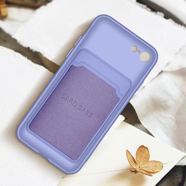 iPhone SE 2022, 2020, 8 ja 7 pehmeä silikonikotelo -korttipidike Forcell Purple Lila