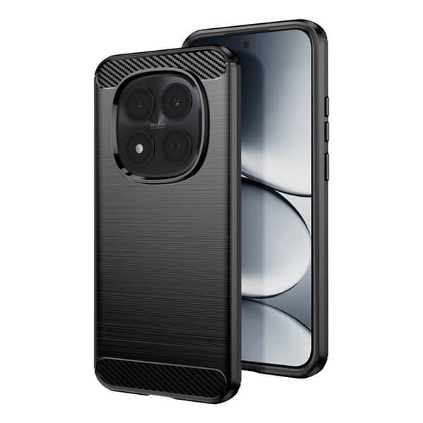 Silicone Cover til Redmi Note 15 Pro 5G med Carbon Effekt Børstet Tekstur Sort Svart