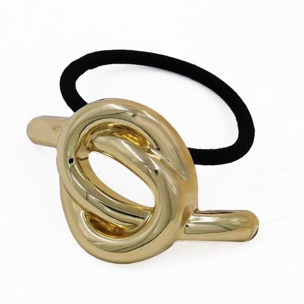 Hårgummi - AVIZAR - Skulpturel Knote - Blød Polyester - Guld Rustfrit Stål - Gul Gul