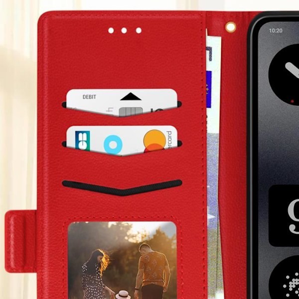 Etui för Nothing CMF Phone 1 med handledsrem, lock, stödfunktion, plånbok, röd Röd
