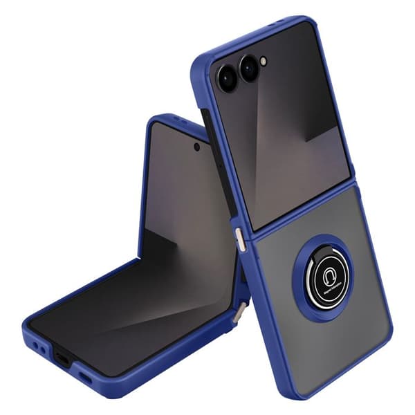 Coque Ring - AVIZAR - Samsung Galaxy Z Flip 7 - Foldbar - Blå - Rotérbar Magnetisk Ring Blå