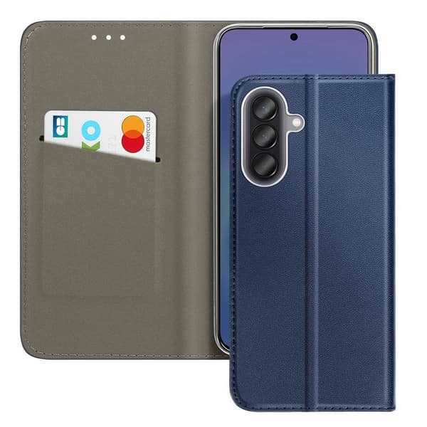 Foliofodral för Galaxy A57 med kortfack och videostöd i midnattsblå Blå