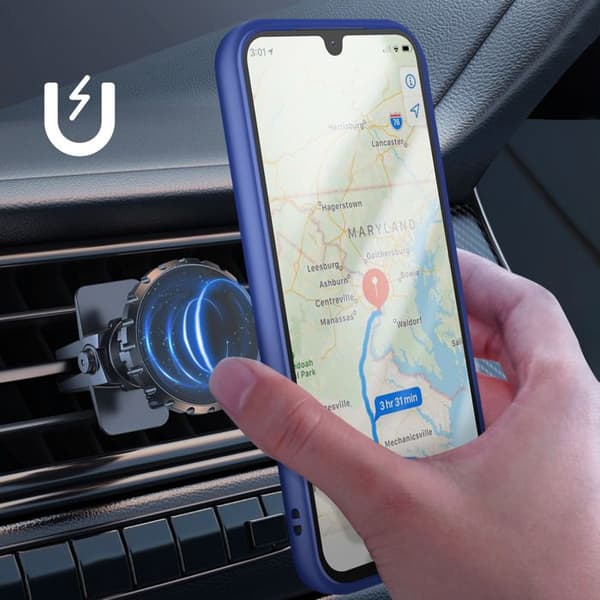 Coque Anneau - AVIZAR - Galaxy A17 - Blå - 360° Rotationsring - Magnetisk Montering Blå