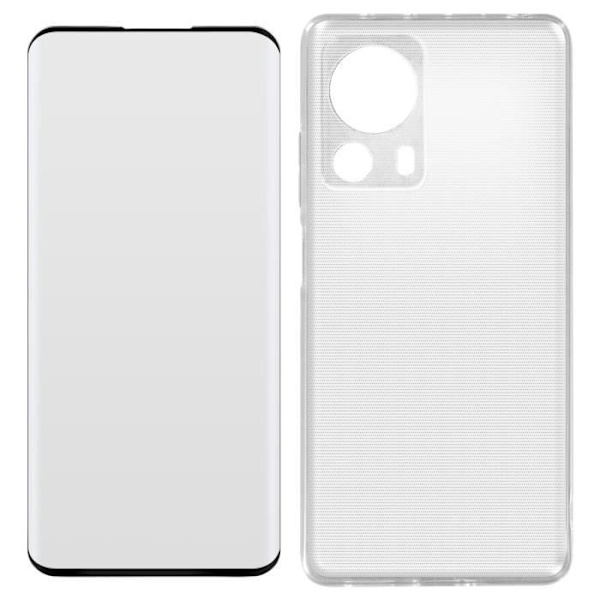 Etui til Xiaomi 13 Lite - AVIZAR - Silikonegel og 9H hærdet glas - Sort - Stiv - Glat - Blandet Svart