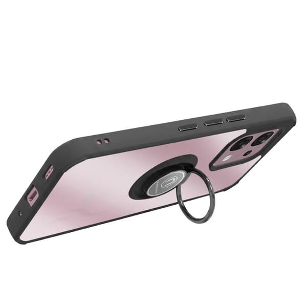 Cover til Oppo A6 Pro med magnetisk ring, frostet finish, sort Svart