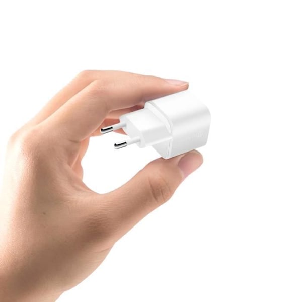 12W USB + USB-C strömadapter Snabbladdning Kompakt format Swissten White Vit