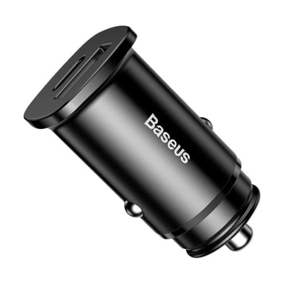 Laddare Cigarette - Baseus - 5A - Snabbladdning - 2 USB-portar - USB Typ C Svart