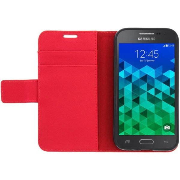 Lompakkokotelo - Avizar - Samsung Galaxy Core Prime - Punainen - Keinonahka - Tukitoiminto Röd