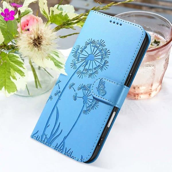 Premium design tegnebog etui til iPhone 17 Pro blomster sommerfugl Zanaé lyseblå Blå