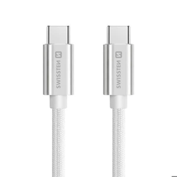 USB-C til USB-C kabel 3m 60W Universel Hurtig Opladning og Overførsel Swissten Sølv