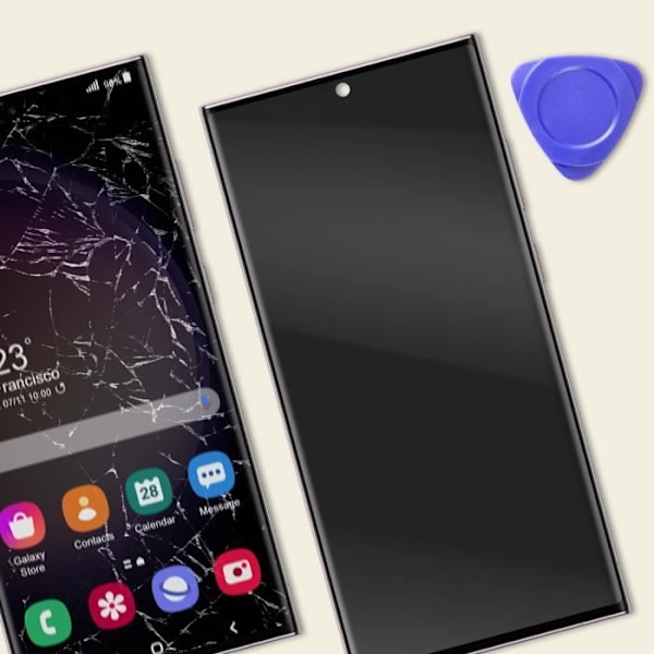 Skärm Soft OLED för Samsung S23 Ultra - AVIZAR - Touchglas - Lila Chassi Lila